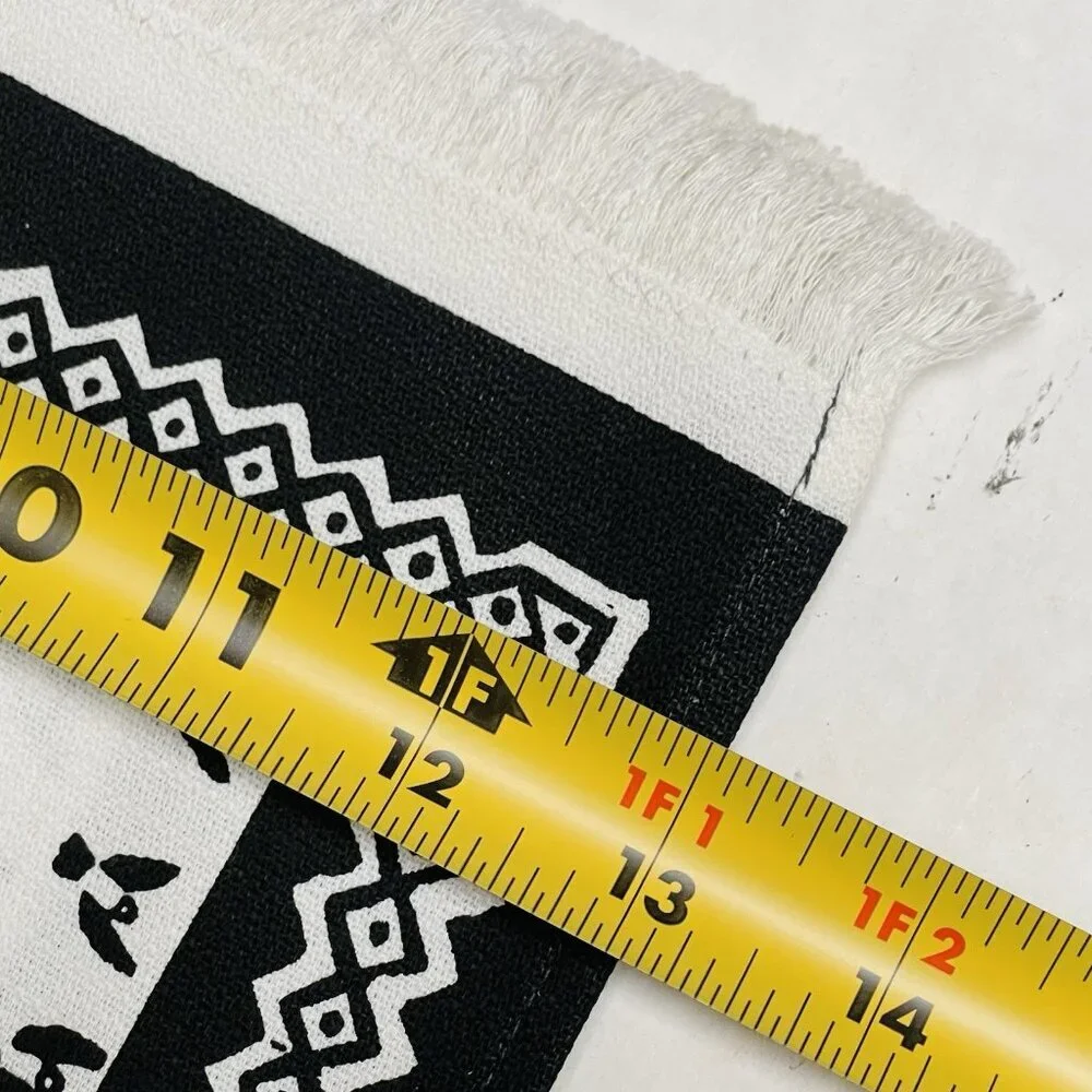 Tiakeni Hand Painted Black White Cloth Napkins Dinner Set of 4 Farmhouse